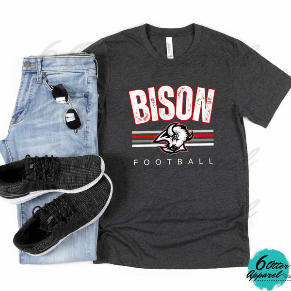 Bison Football Distressed White