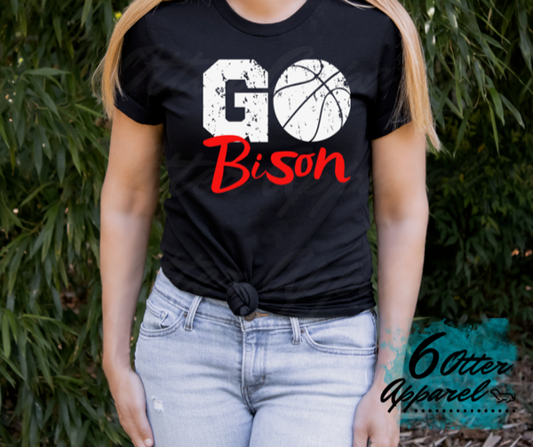 Go Bison-Basketball white